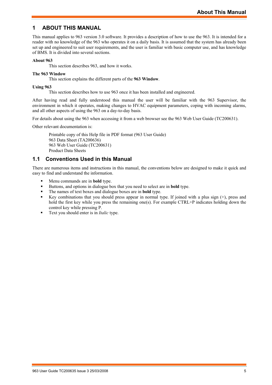 About this manual, Conventions used in this manual | TREND 963 User Guide User Manual | Page 5 / 96