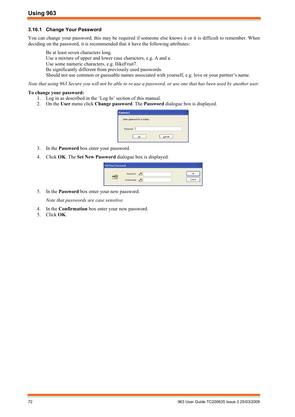 Change your password | TREND 963 User Guide User Manual | Page 72 / 96