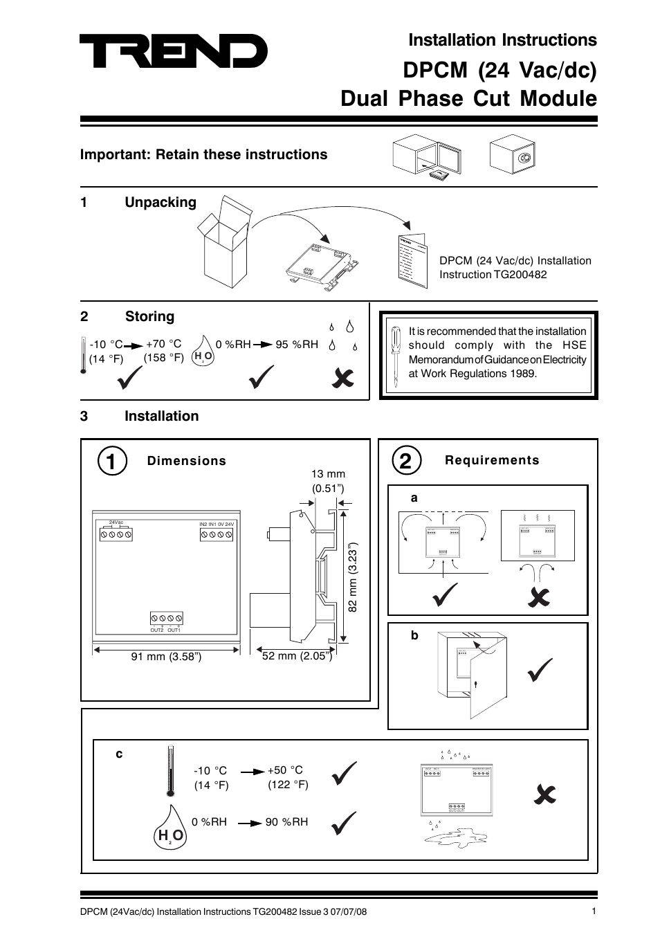 TREND DPCM (24 Vac_dc) User Manual | 4 pages