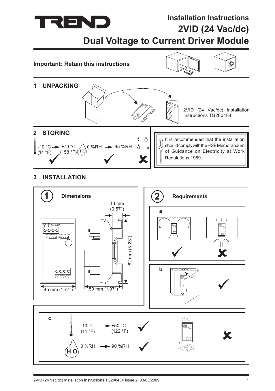 TREND 2VID (24 Vac_dc) User Manual | 4 pages