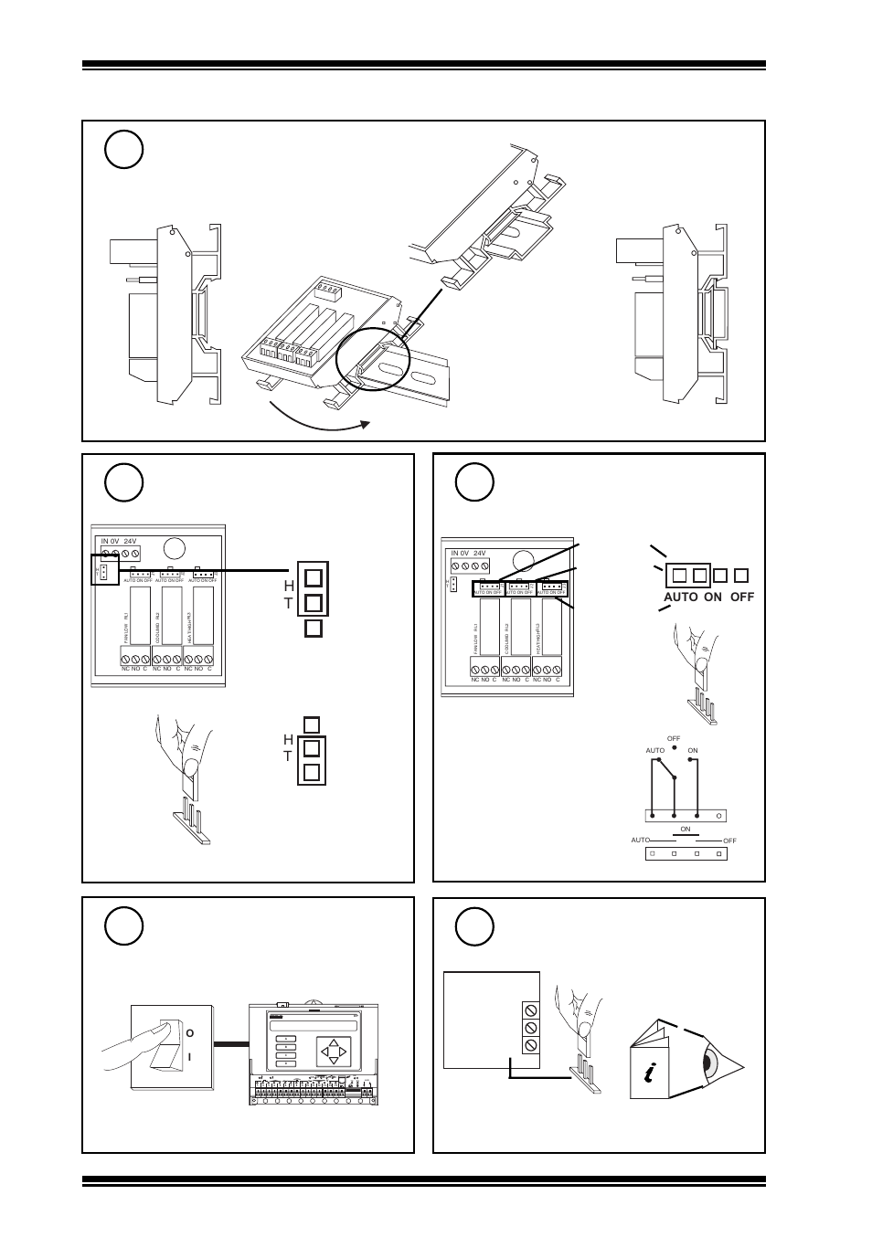 3rm/24vac installation instructions, 3installation, Mount on din rail | Specify operating mode, Ab c, Set auto/on/off links to auto, Switch off iq, Continued) | TREND 3RM_24VAC User Manual | Page 2 / 4