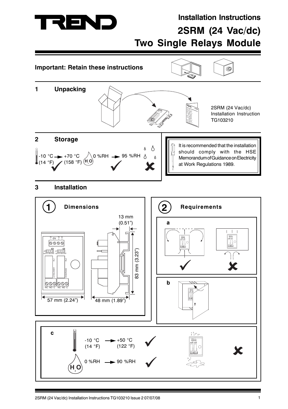 TREND 2SRM (24 Vac_dc) User Manual | 4 pages