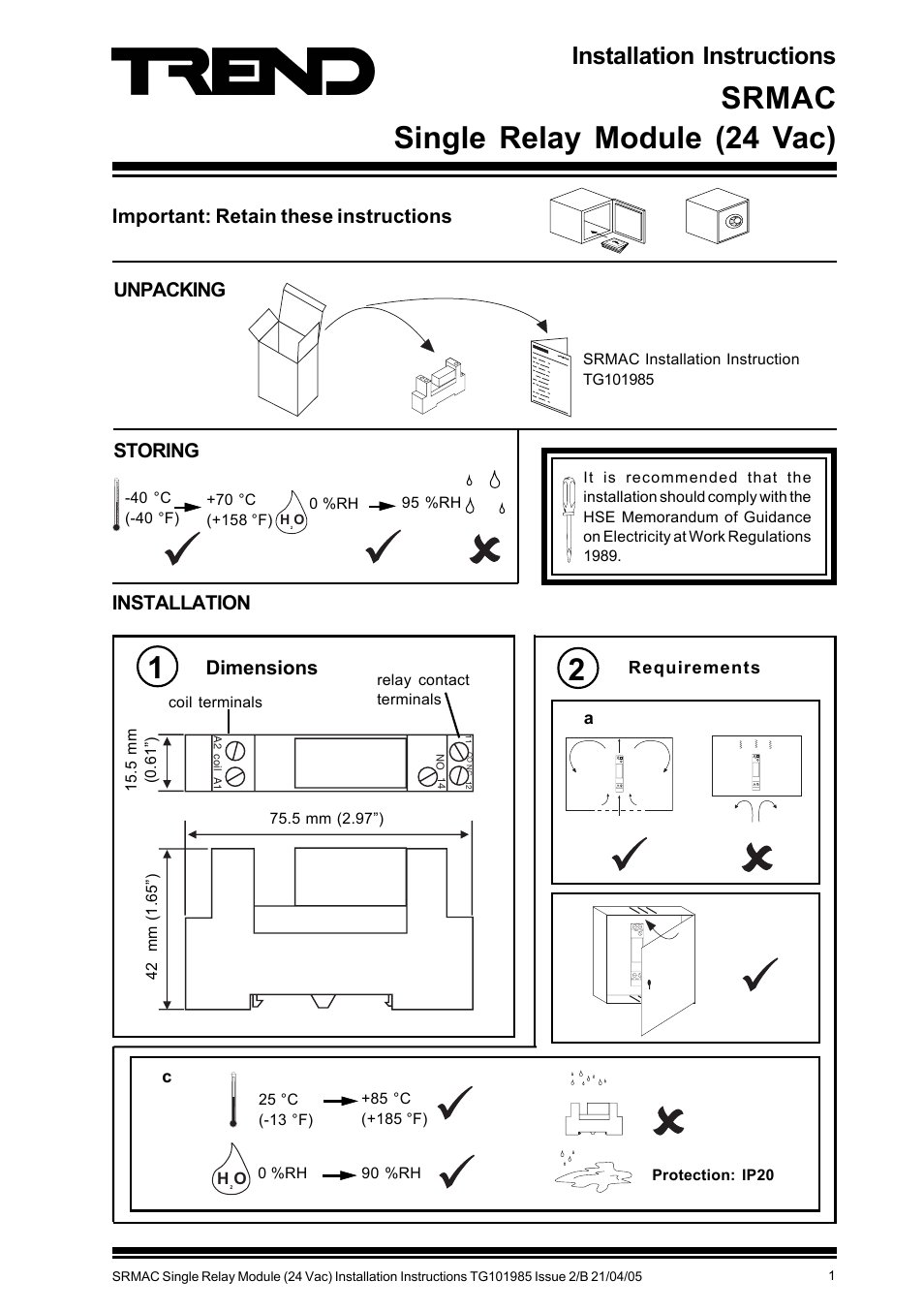 TREND SRMAC User Manual | 4 pages