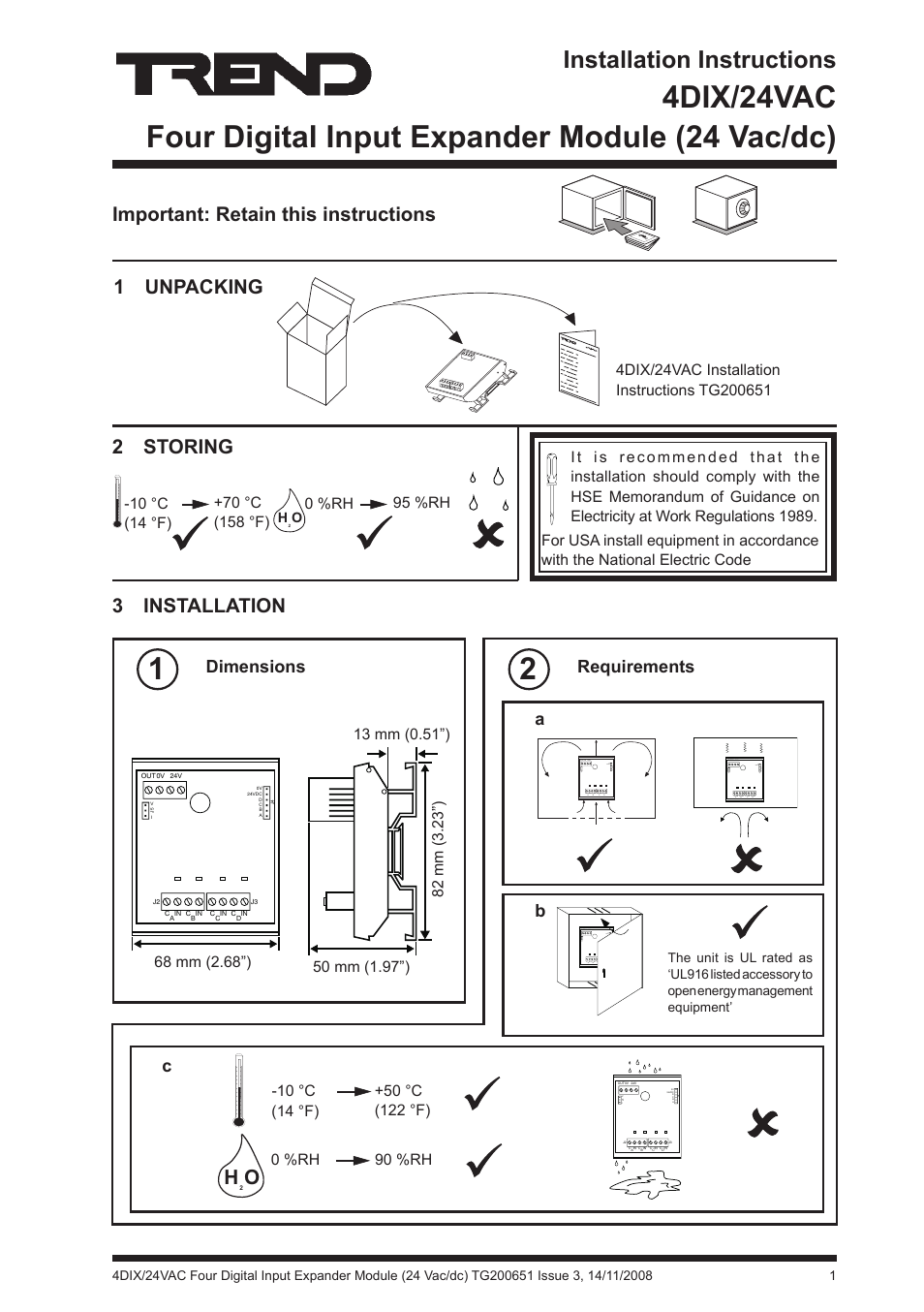 TREND 4DiX_24Vac User Manual | 4 pages