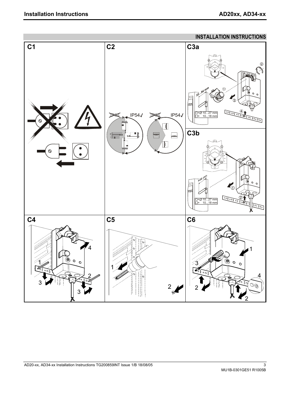 C1 c2 c3a, C4 c5 c6 | TREND AD34-xx User Manual | Page 3 / 4