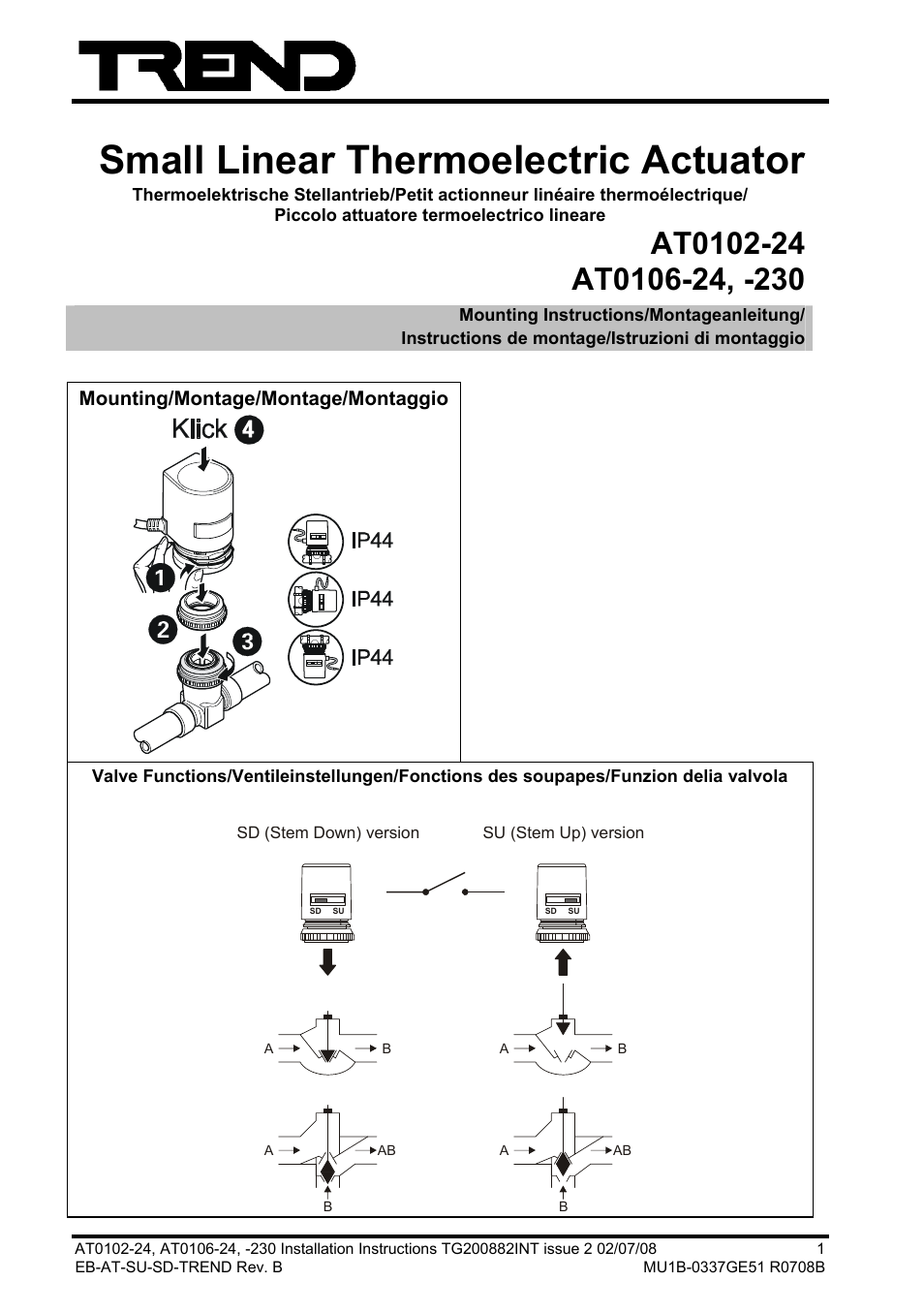 TREND AT0106-24, -230 User Manual | 2 pages