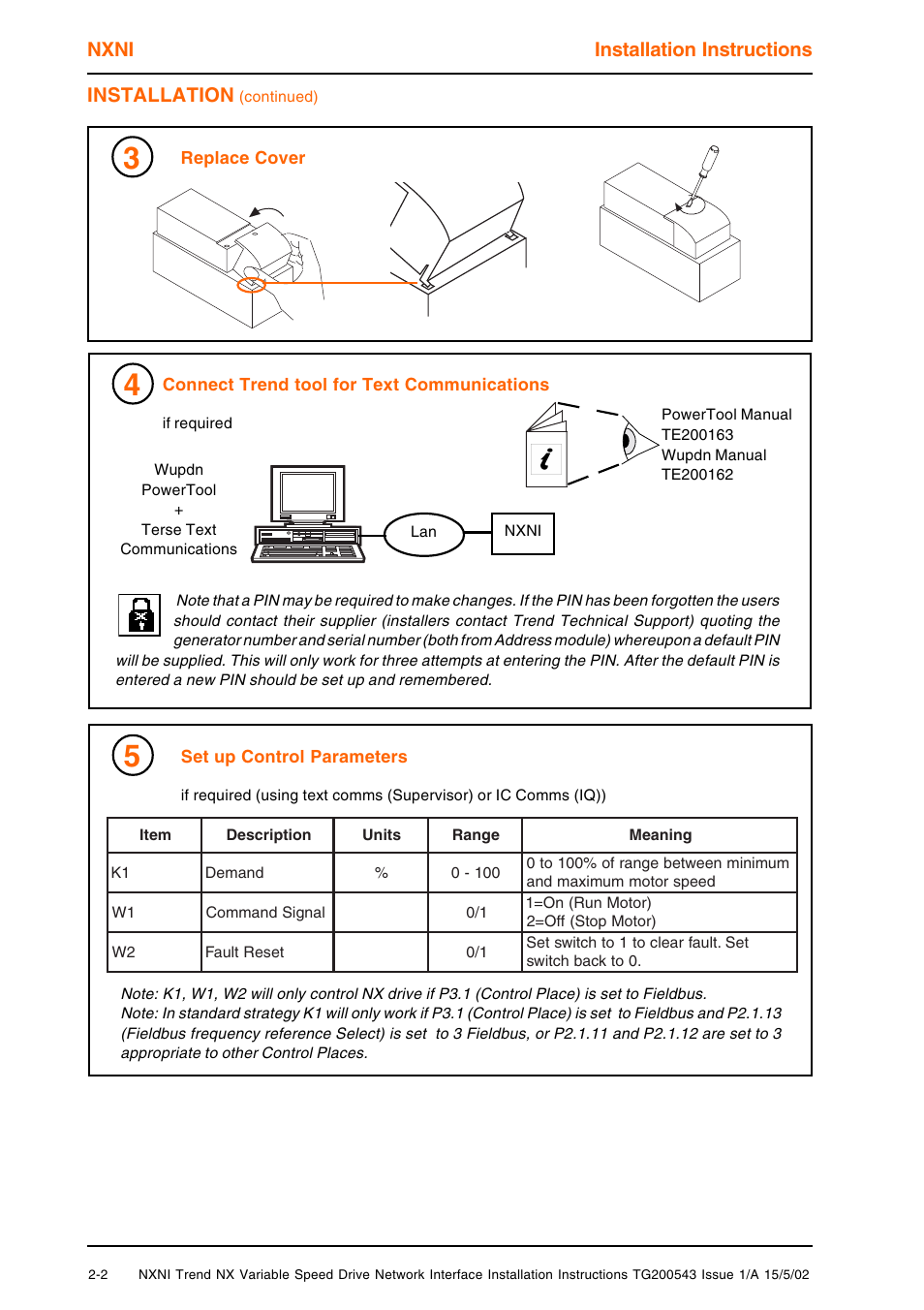 Nxni installation instructions, Installation | TREND NXNI User Manual | Page 6 / 8