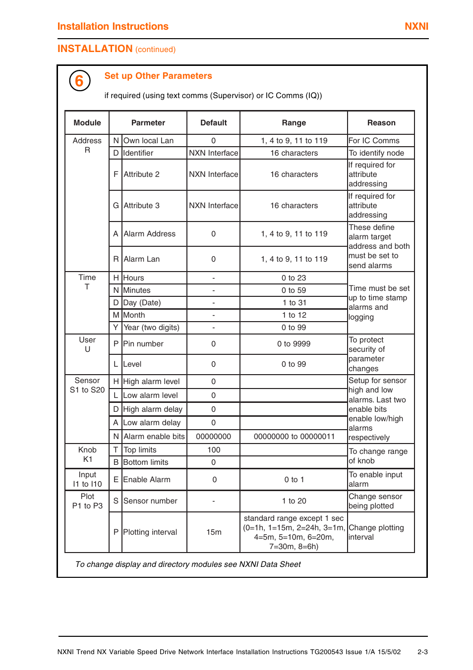 Installation instructions nxni, Installation | TREND NXNI User Manual | Page 7 / 8