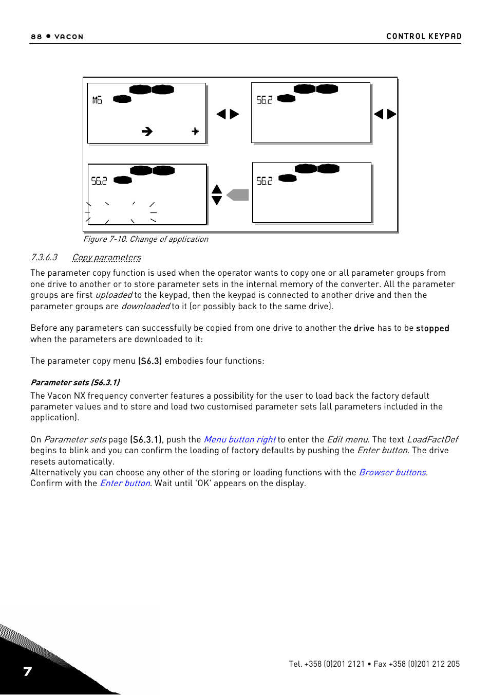 Copy parameters, Apter 7.3.6.3, S1 s11 | Standard, Multi-step, System menu application, Application | TREND NX Variable Speed Drives User Manual | Page 105 / 136