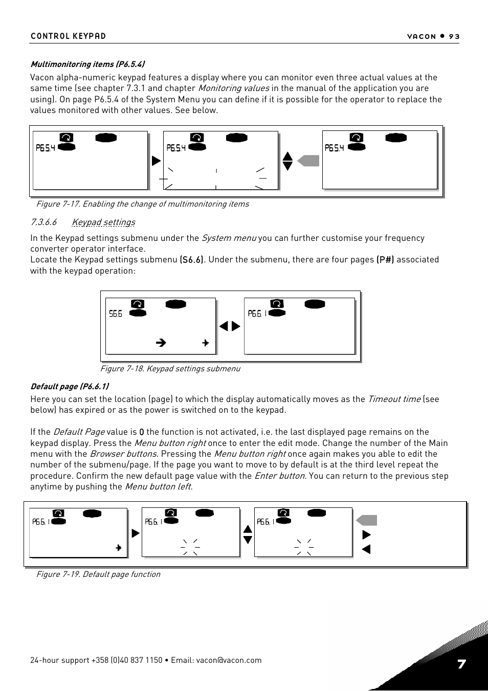 Keypad settings, Changeenable, Changeenable changedisable | P1 p5, Multimon. items, Keypad settings default page | TREND NX Variable Speed Drives User Manual | Page 110 / 136