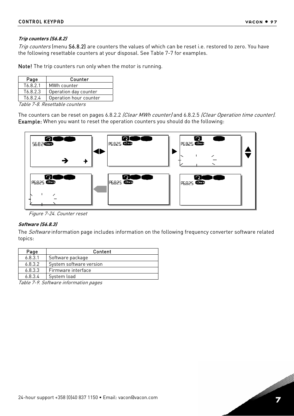 T1 t5, Not reset, Reset | Trip counters clr optime cntr clr optime cntr, Clr optime cntr | TREND NX Variable Speed Drives User Manual | Page 114 / 136