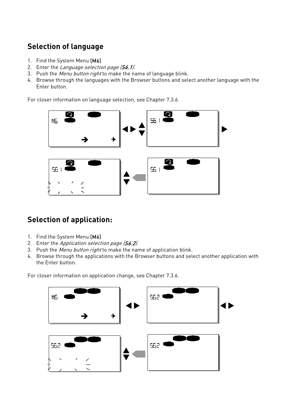 English, Francais, Standard | Multi-step, Selection of language, Selection of application, System menu, Language, Langue, System menu application | TREND NX Variable Speed Drives User Manual | Page 131 / 136