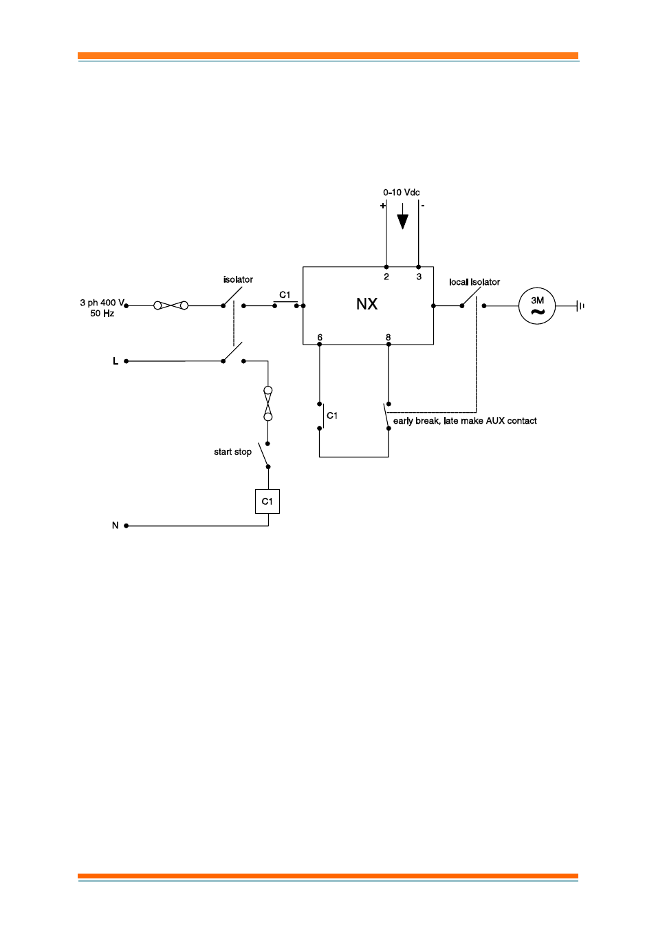 2 nx drive stand alone with start/stop contactor, Nx drive stand alone with start/stop contactor, Installation on a trend system | TREND NX Variable Speed Drives User Manual | Page 15 / 136