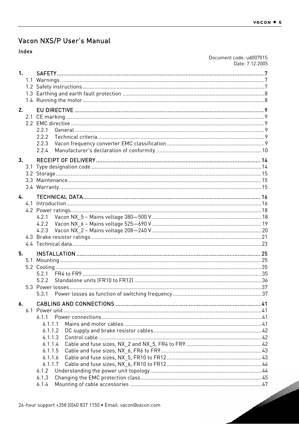 Vacon nxs/p user's manual | TREND NX Variable Speed Drives User Manual | Page 22 / 136