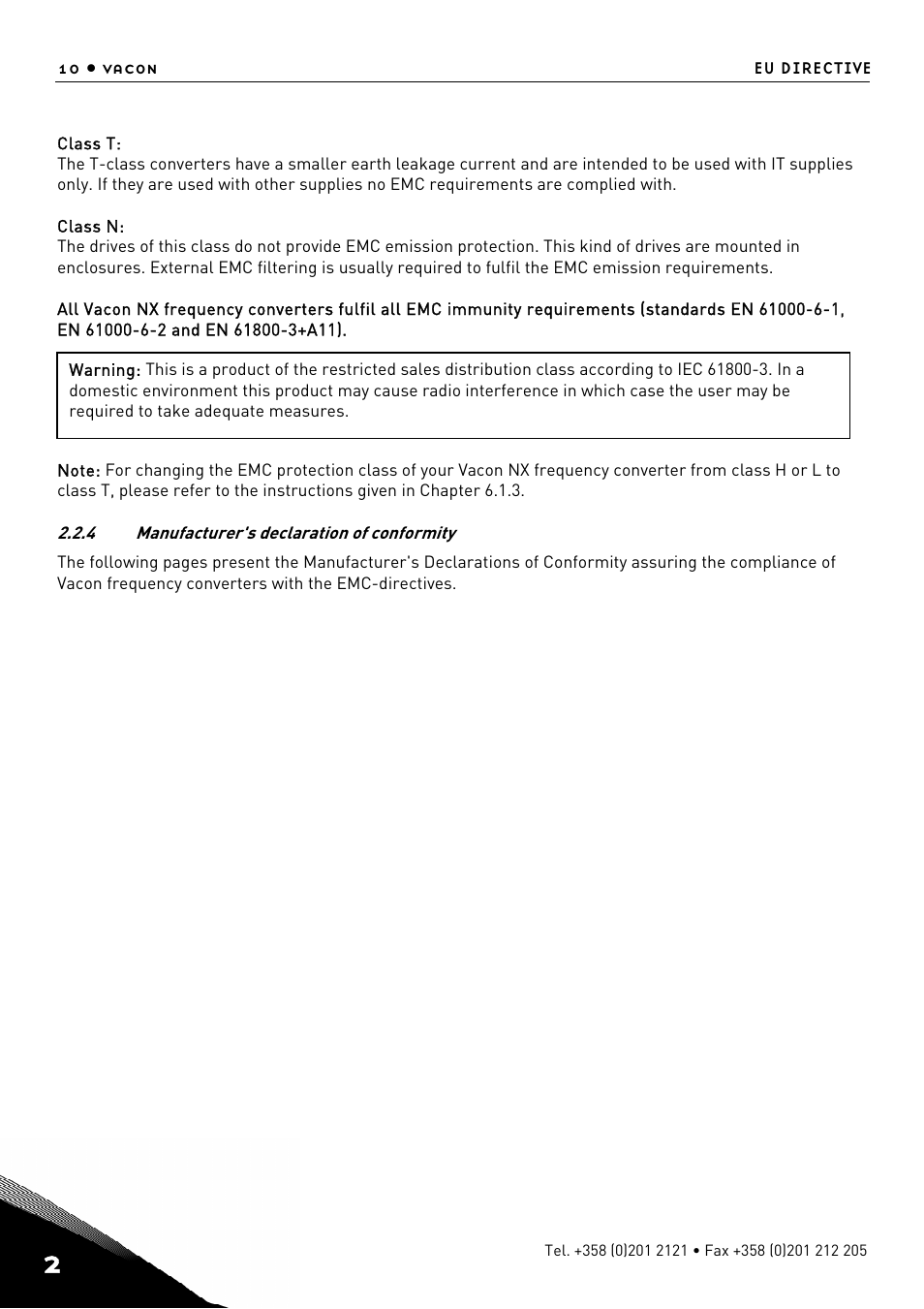 Manufacturer's declaration of conformity | TREND NX Variable Speed Drives User Manual | Page 27 / 136