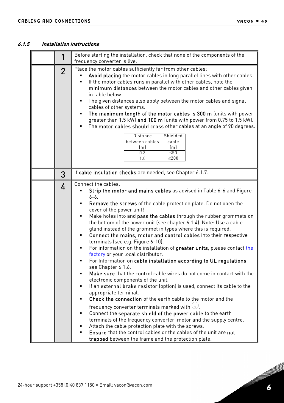 Chapter 6.1.5, Installation instructions | TREND NX Variable Speed Drives User Manual | Page 66 / 136