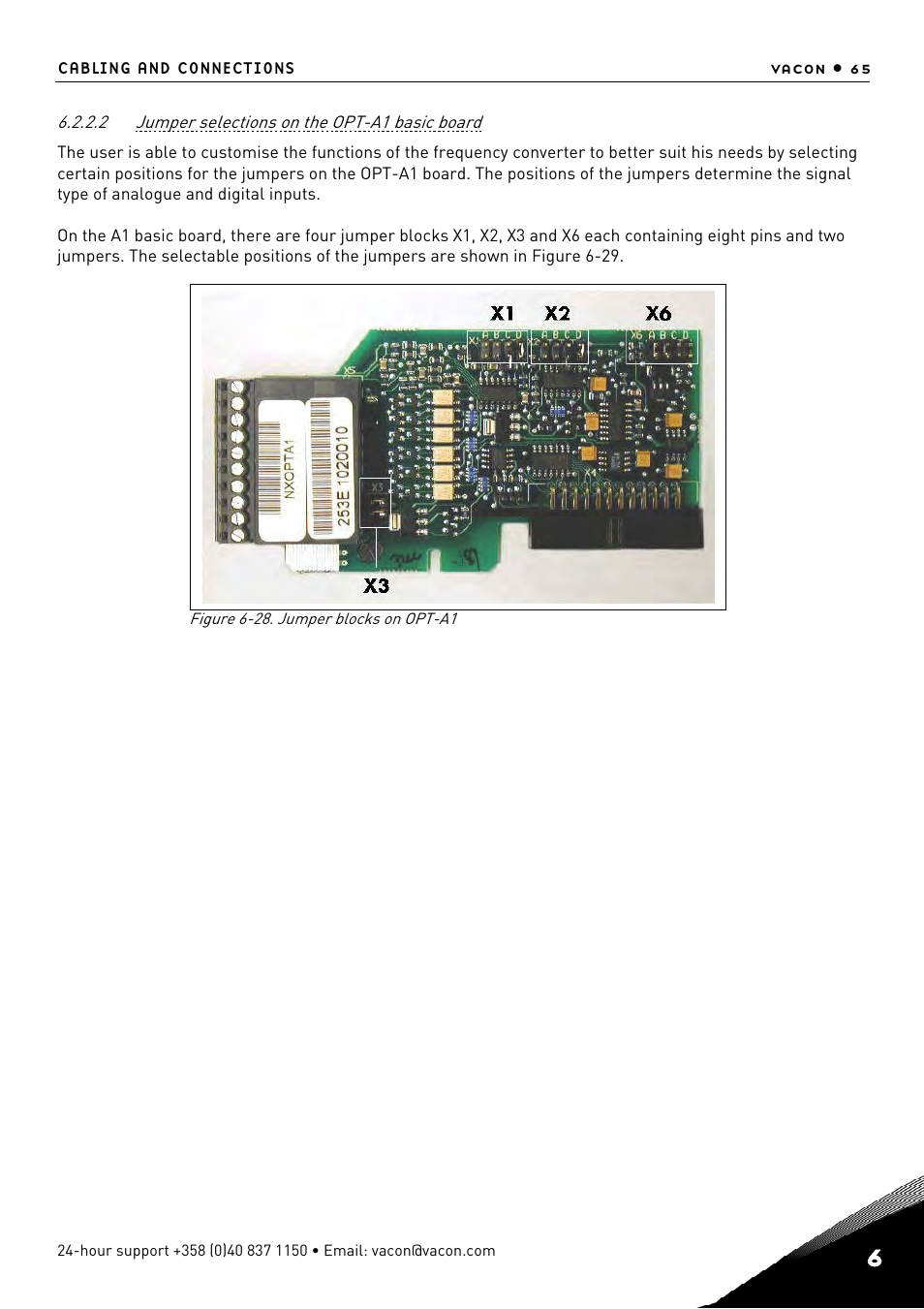 Jumper selections on the opt-a1 basic board | TREND NX Variable Speed Drives User Manual | Page 82 / 136