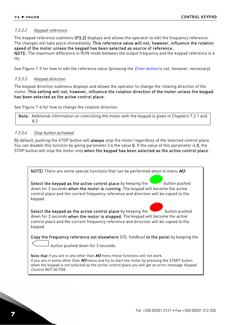 Keypad reference, Keypad direction, Stop button activated | TREND NX Variable Speed Drives User Manual | Page 93 / 136