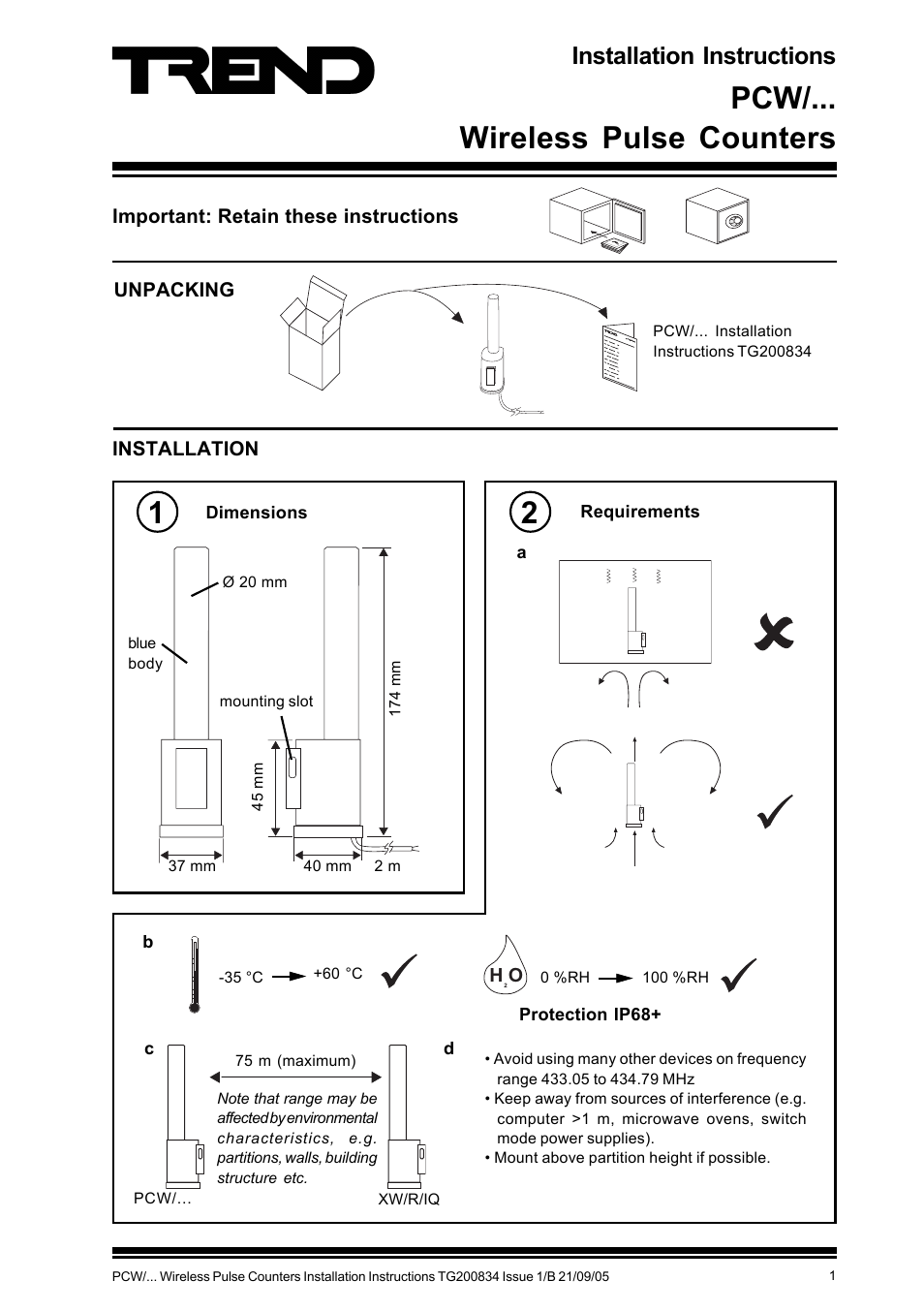 TREND PCW_... User Manual | 4 pages