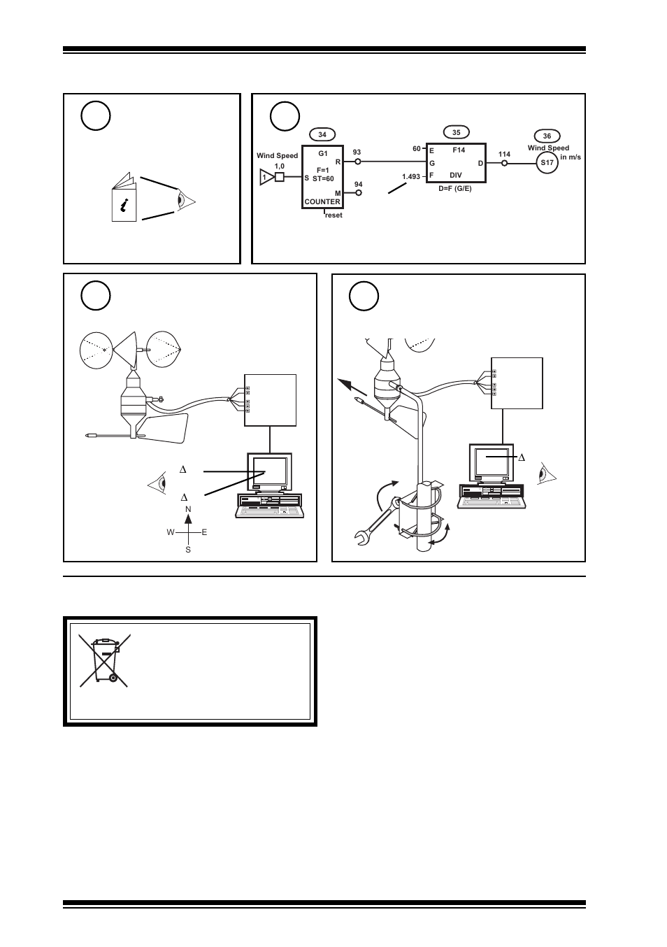 Weee directive, Ws/s, /sd installation instructions, Installation | Disposal, Set up iq wind direction strategy, Set up iq wind speed strategy, Test system, Check sensor alignment, If greater accuracy required | TREND WS_S, _SD User Manual | Page 4 / 4