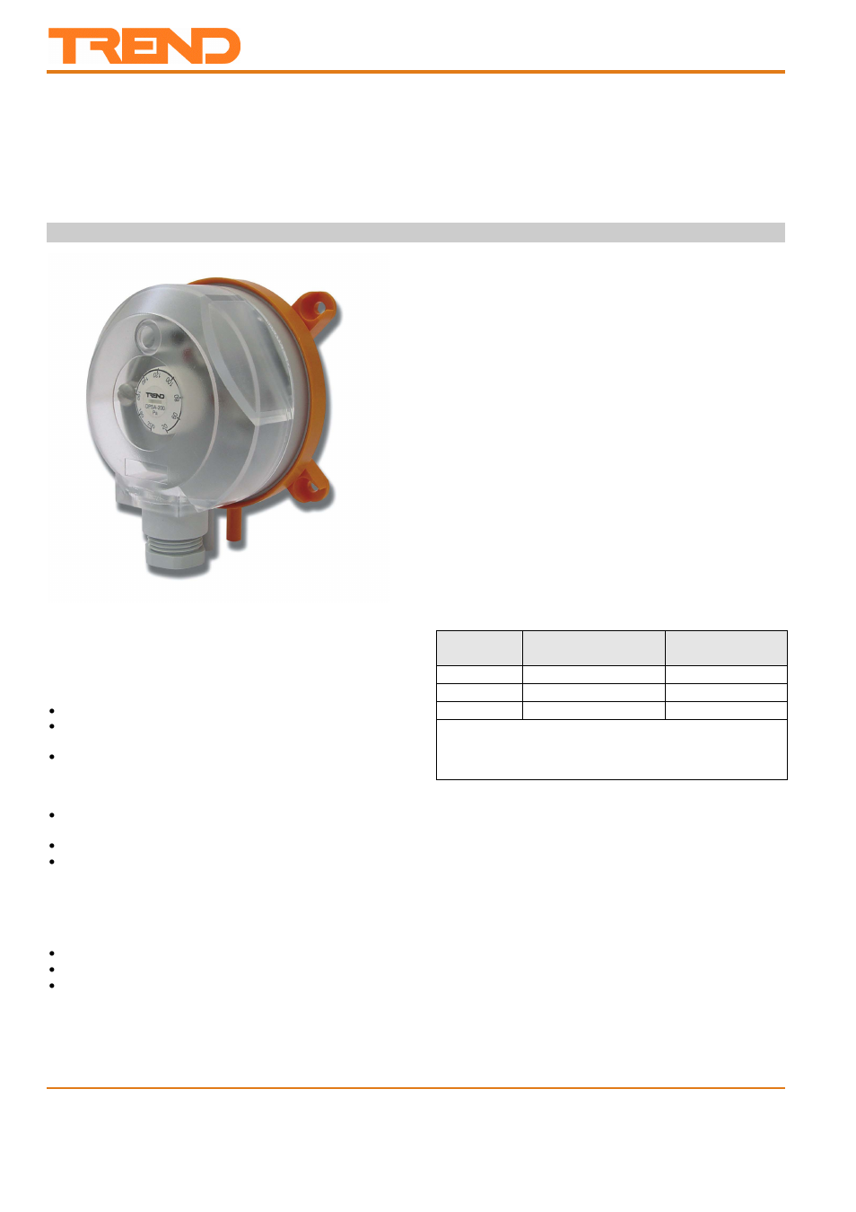 Technische daten, Anwendungen, Vorteile | Zulassungen, Lieferumfang, Betriebsbereiche, Abmessungen, Dpsa, Produktinformation und montageanleitung | TREND DPSA User Manual | Page 2 / 4