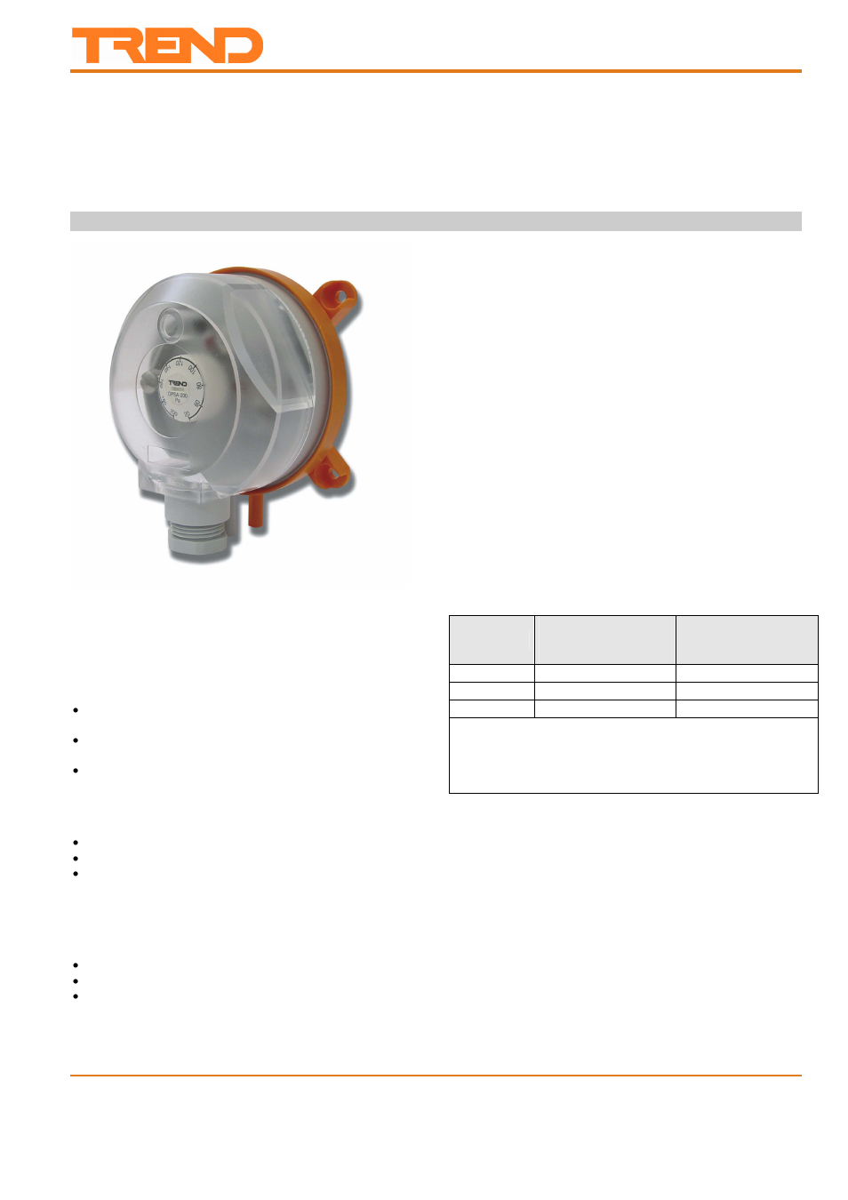 Specifications techniques, Application, Avantages | Certification, Contenu de l'emballage, Plage d’utilisation, Dimensions, Dpsa | TREND DPSA User Manual | Page 3 / 4