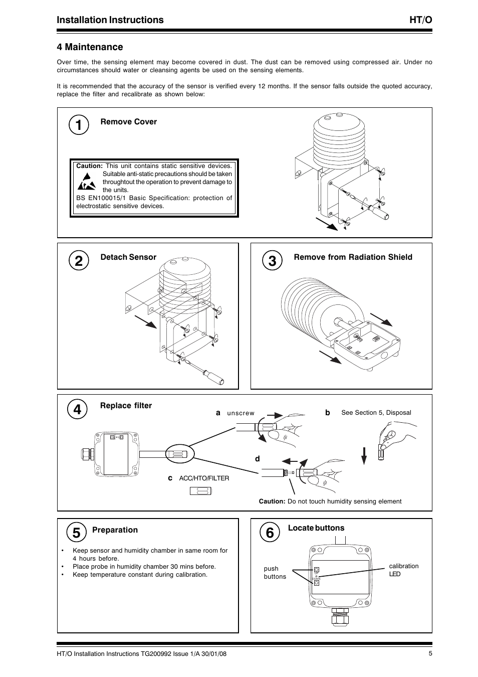 Installation instructions ht/o, 4 maintenance | TREND HT_O User Manual | Page 5 / 8