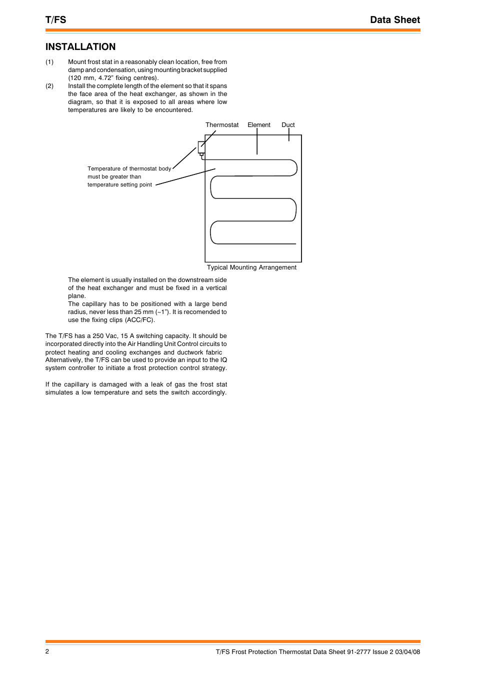 T/fs data sheet installation | TREND T_FS User Manual | Page 2 / 4