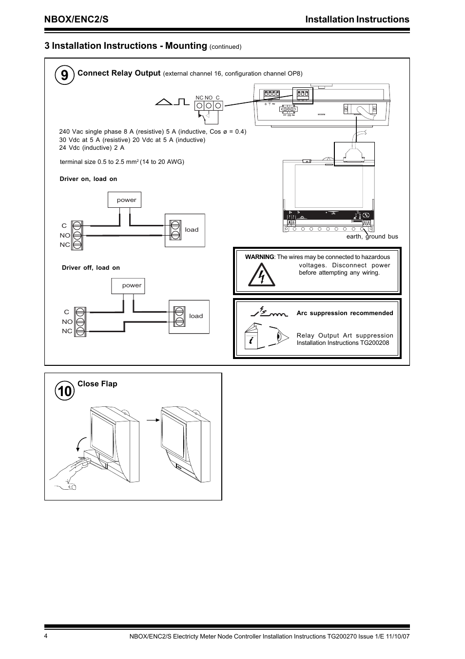 Close flap, Connect relay output | TREND NBOX_ENC2_S User Manual | Page 4 / 8