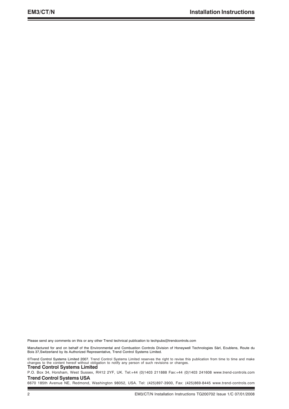 Em3/ct/n installation instructions | TREND EM3_CT_N User Manual | Page 2 / 16