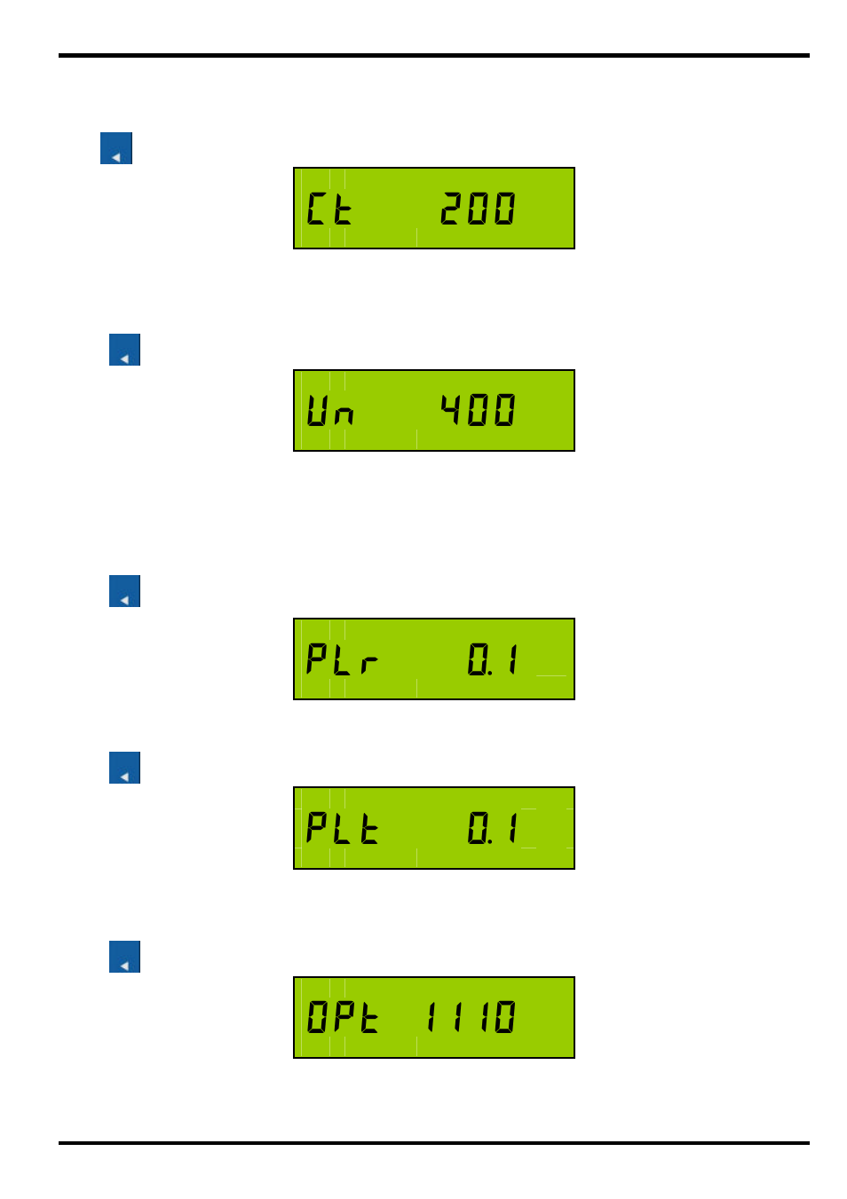 Ct 200, Un 400, Plr 0.1 | Plt 0.1, Opt 1110, Operation powerrail303 page 5 | TREND EM3_CT_N User Manual | Page 7 / 16