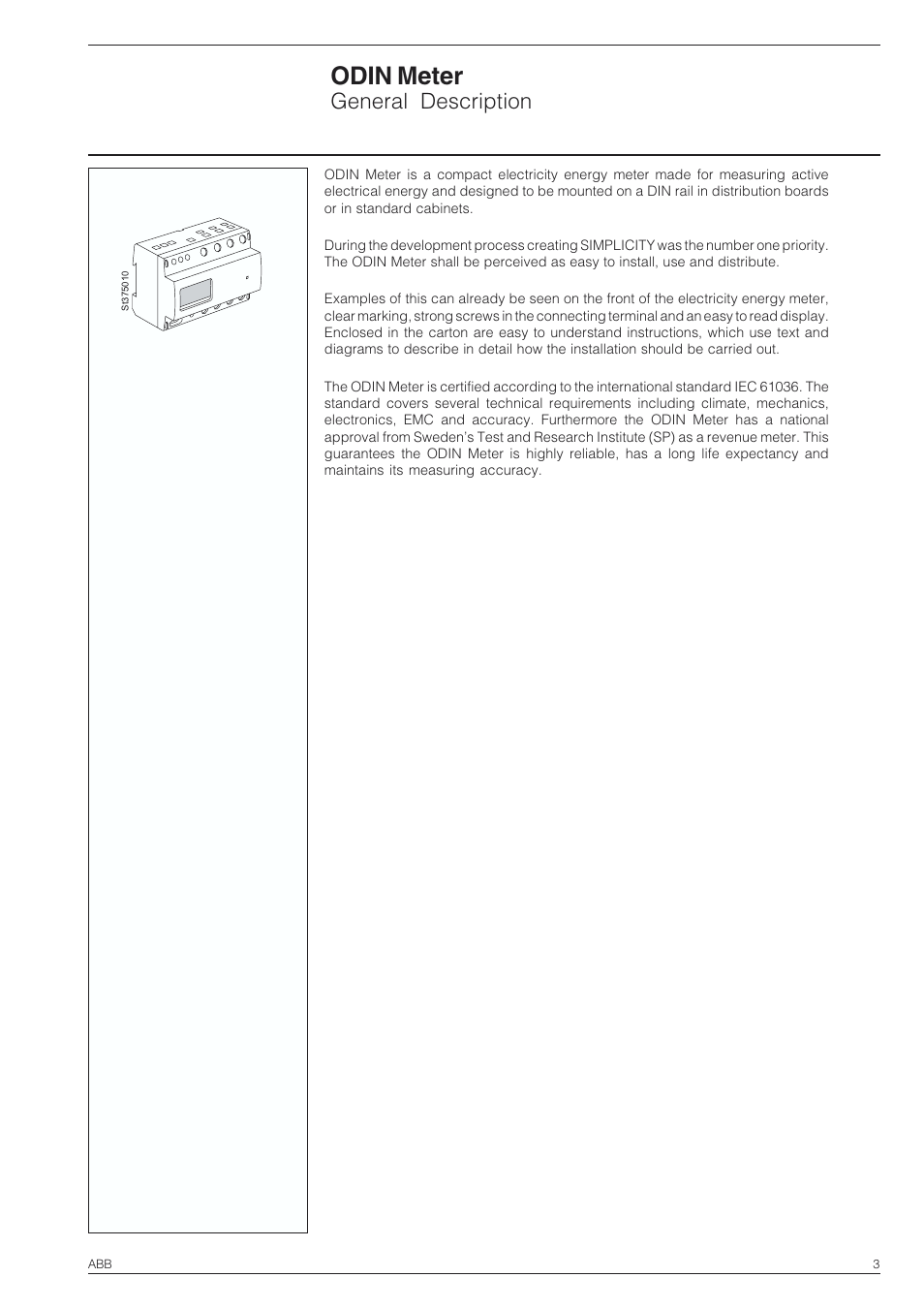 Odin meter, General description | TREND EM3_.._ODIN User Manual | Page 5 / 12