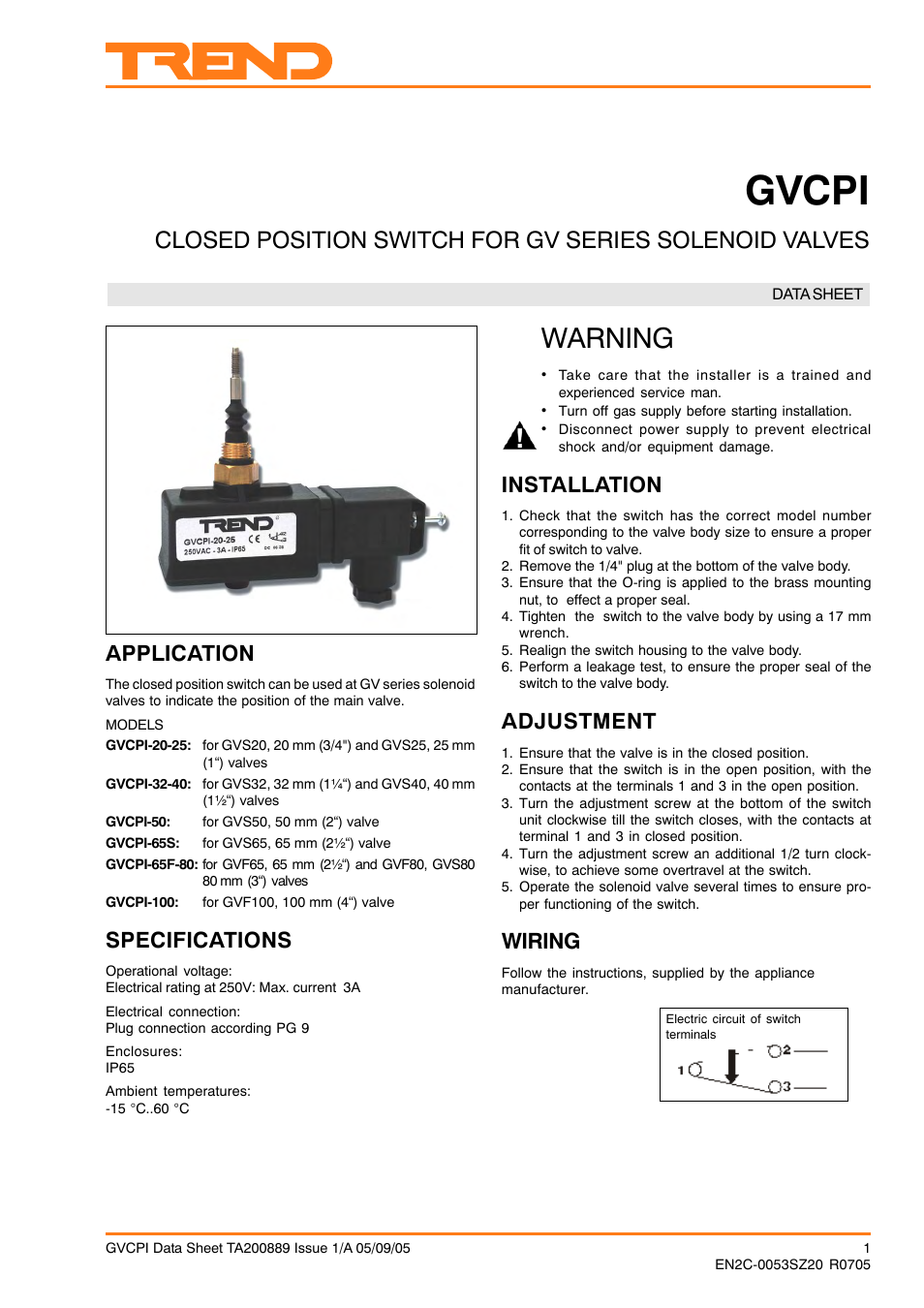 TREND GVCPI User Manual | 2 pages
