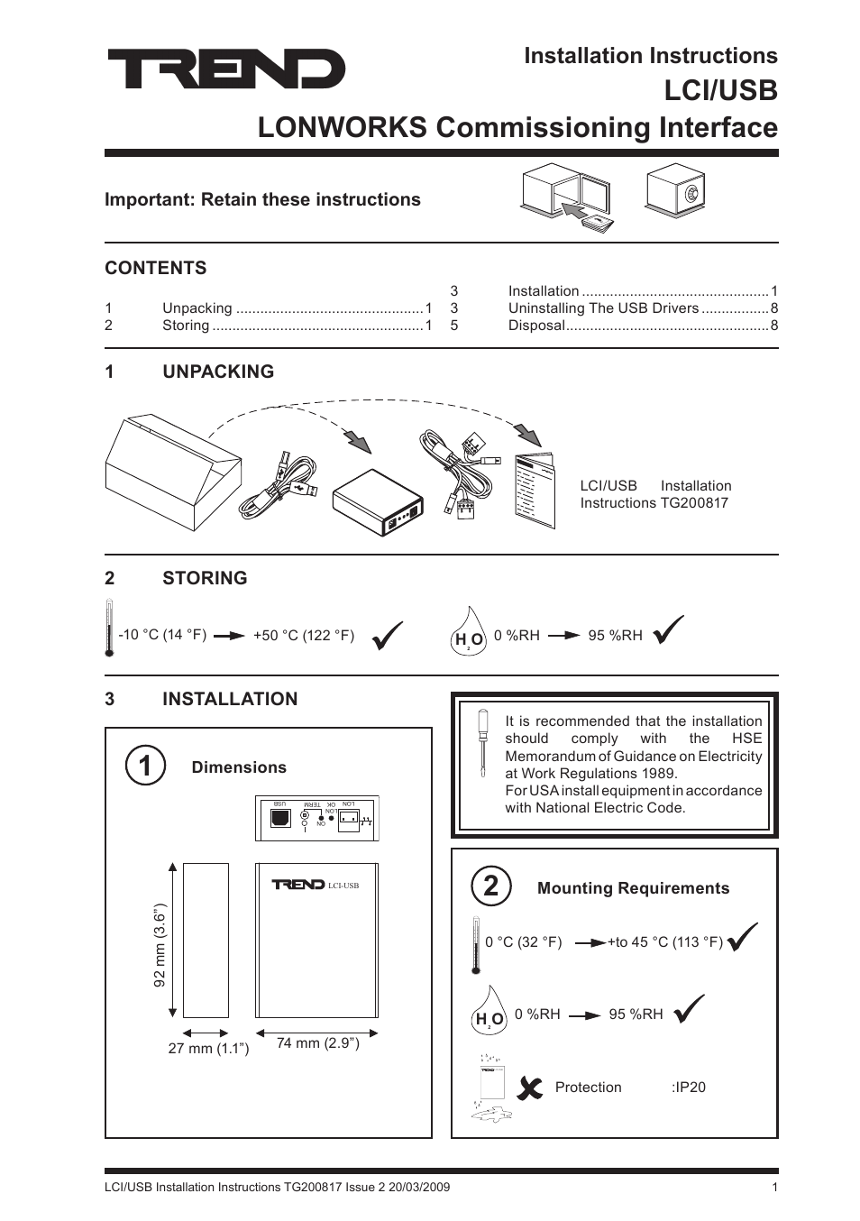 TREND LCI_USB User Manual | 8 pages