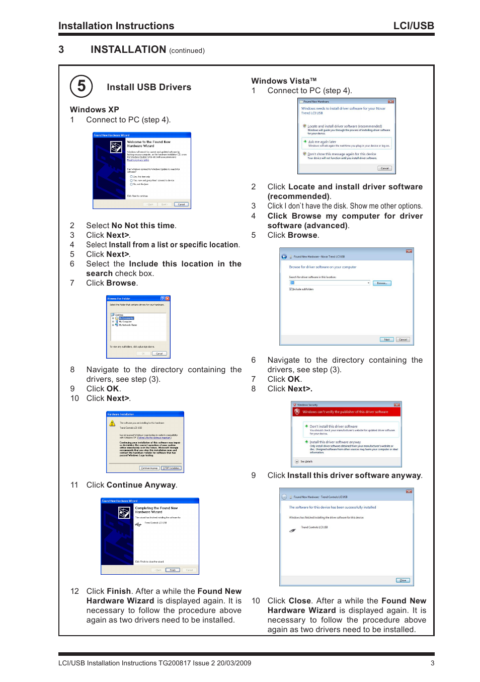 Installation instructions lci/usb, 3installation | TREND LCI_USB User Manual | Page 3 / 8