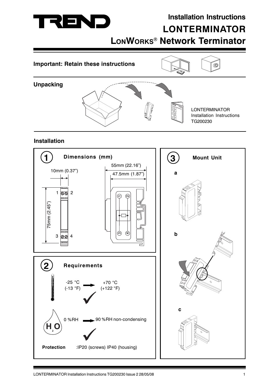 TREND LONTERMINATOR User Manual | 2 pages