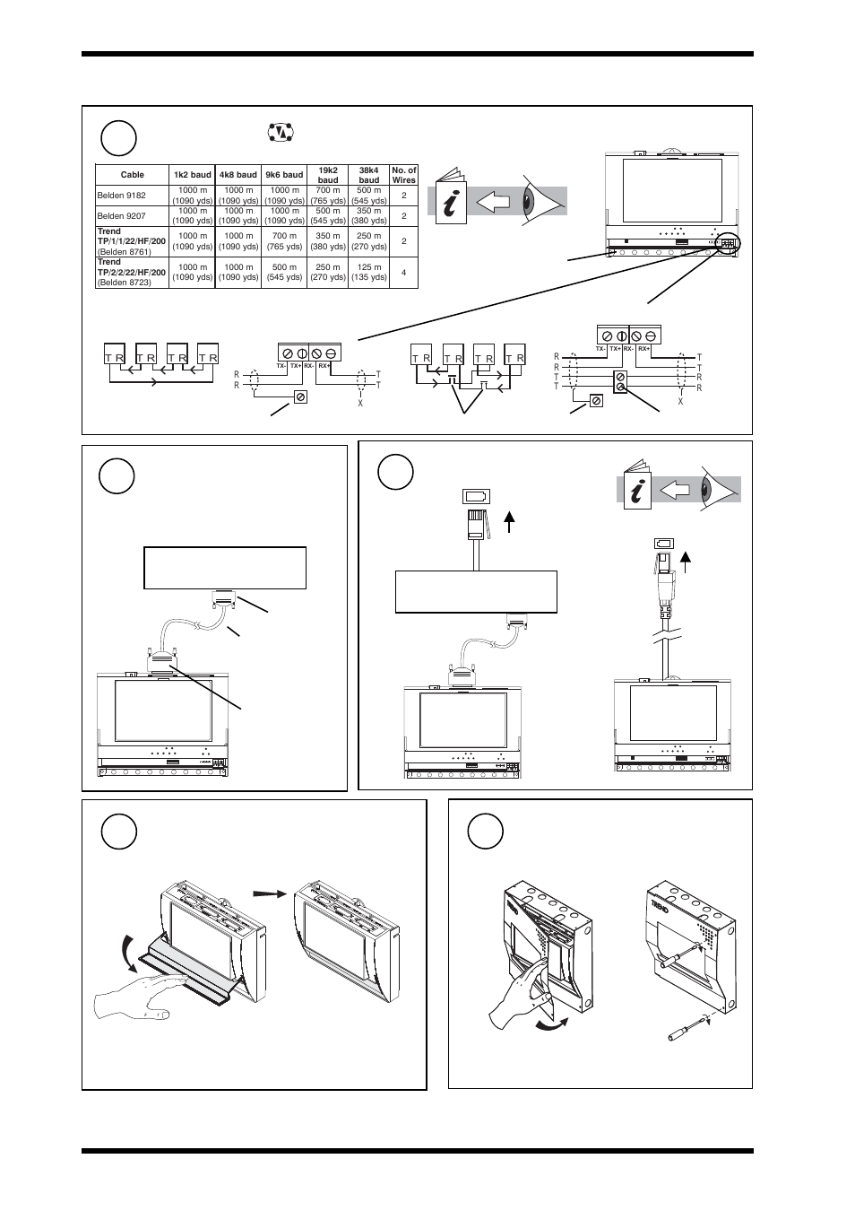 Nbox(b)tmne, g, h installation instructions, 3 installation - mounting, Close flap | Connect to pstn (or isdn), Connect to modem or terminal adaptor, Connect network, 2 wire, Close mbox, Lan a 4 wire lan a | TREND NBOX(B)TMNE, G, H User Manual | Page 4 / 16