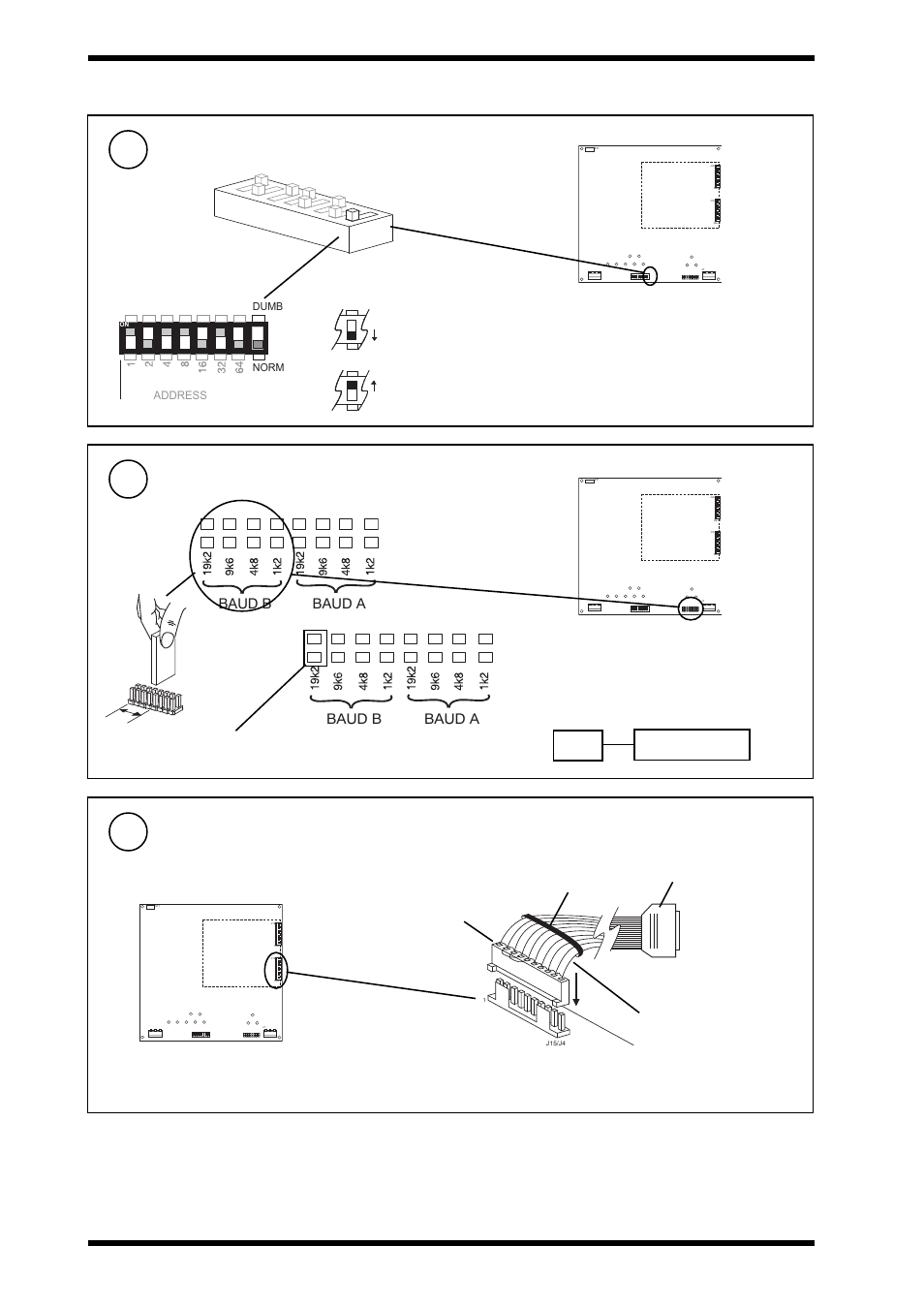 Set dumb/normal switch, Set modem/terminal adaptor baud rate, Baud b baud a baud b baud a | TREND TMNE, G, H User Manual | Page 6 / 16