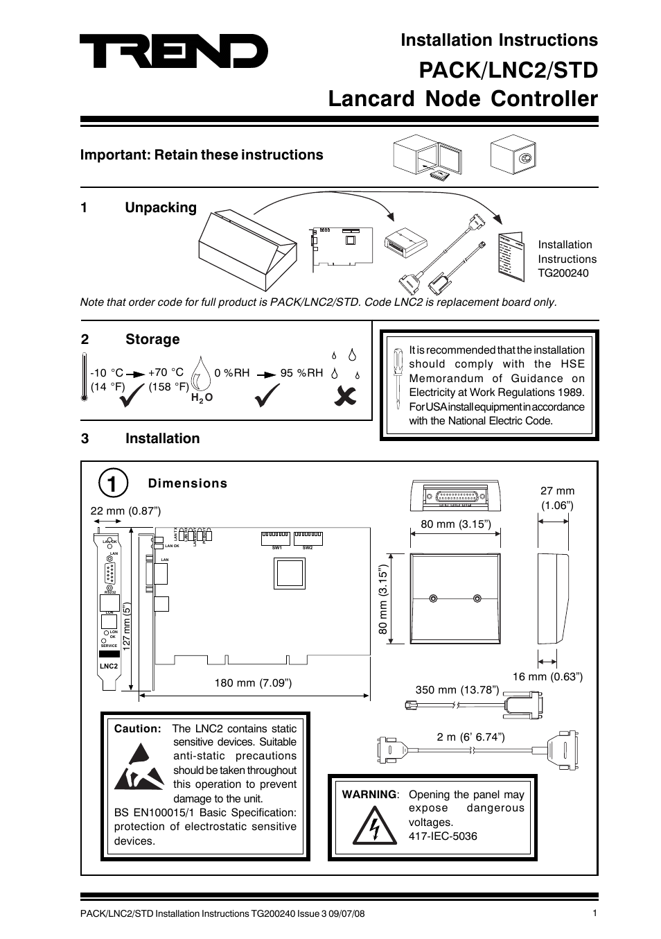 TREND PACK_LNC2_STD User Manual | 8 pages