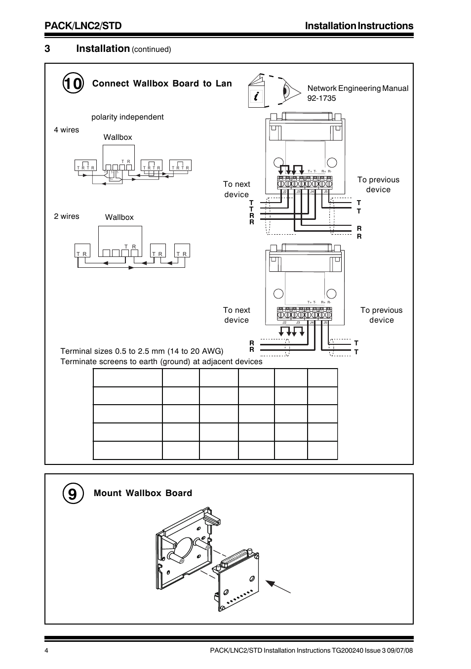 Pack/lnc2/std installation instructions, 3installation, Mount wallbox board | Connect wallbox board to lan | TREND PACK_LNC2_STD User Manual | Page 4 / 8