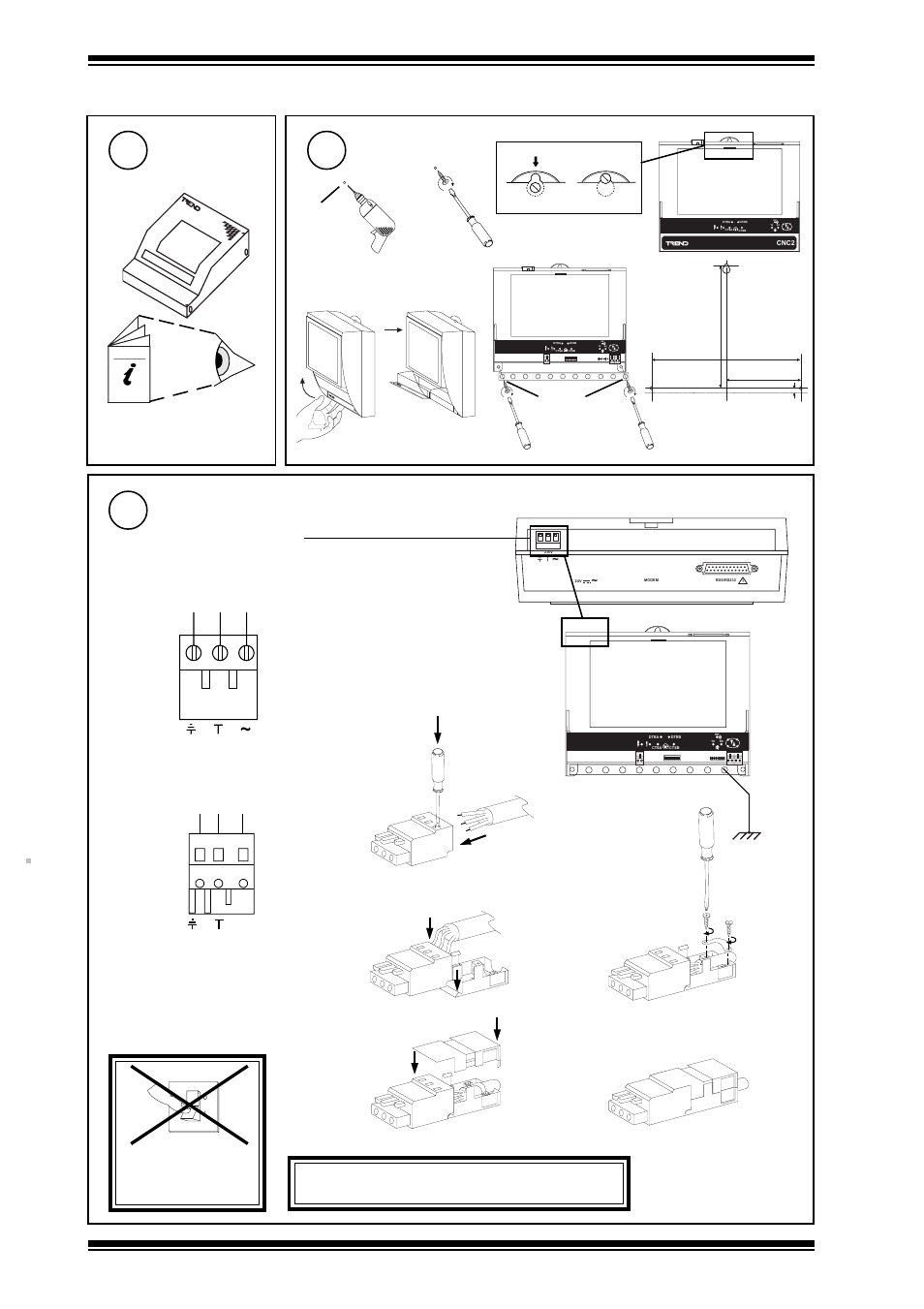 Nbox(b)/pnc2 installation instructions - fixing, 3 installation - fixing, Mount mbox | Mounting, Connecting power, Bc d, Ab d c e | TREND NBOX(B)_PNC2 User Manual | Page 2 / 8