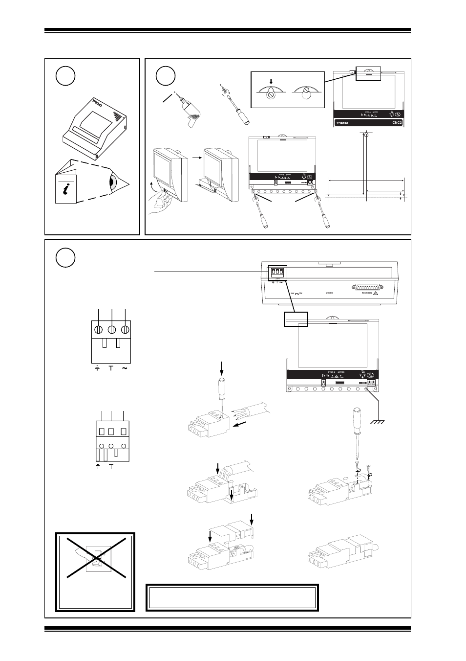 Mount mbox, Mounting, Connecting power | Bc d, Ab d c e | TREND NBOX(B)_CNC2 User Manual | Page 2 / 8