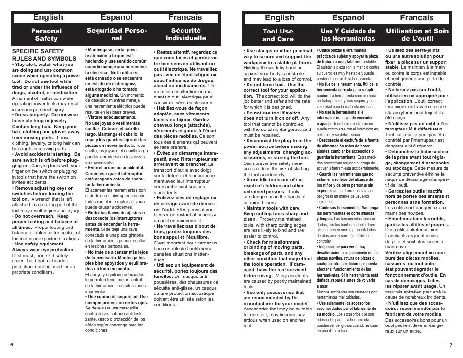 English espanol francais | Tyrex SG4000 User Manual | Page 4 / 10