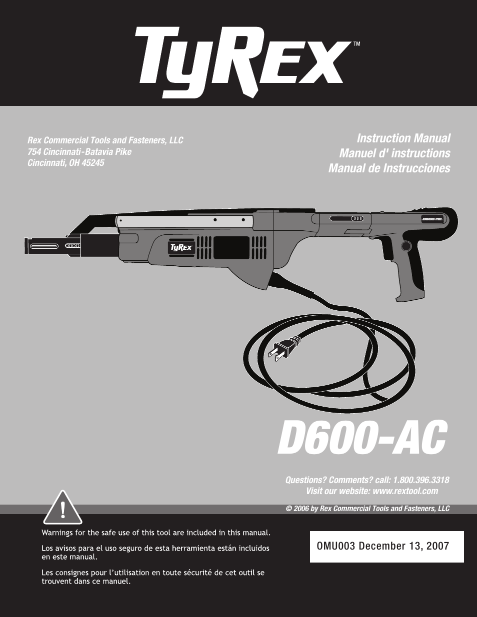 Tyrex D600-AC User Manual | 16 pages