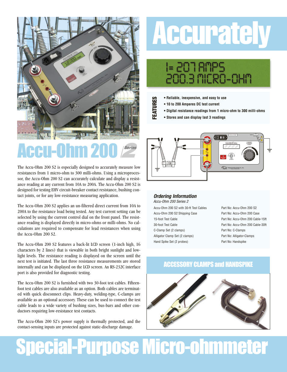Accurately, Special-purpose micro-ohmmeter, Accu-ohm 200 | Vanguard Accu-Ohm 200 S2 User Manual | Page 2 / 4