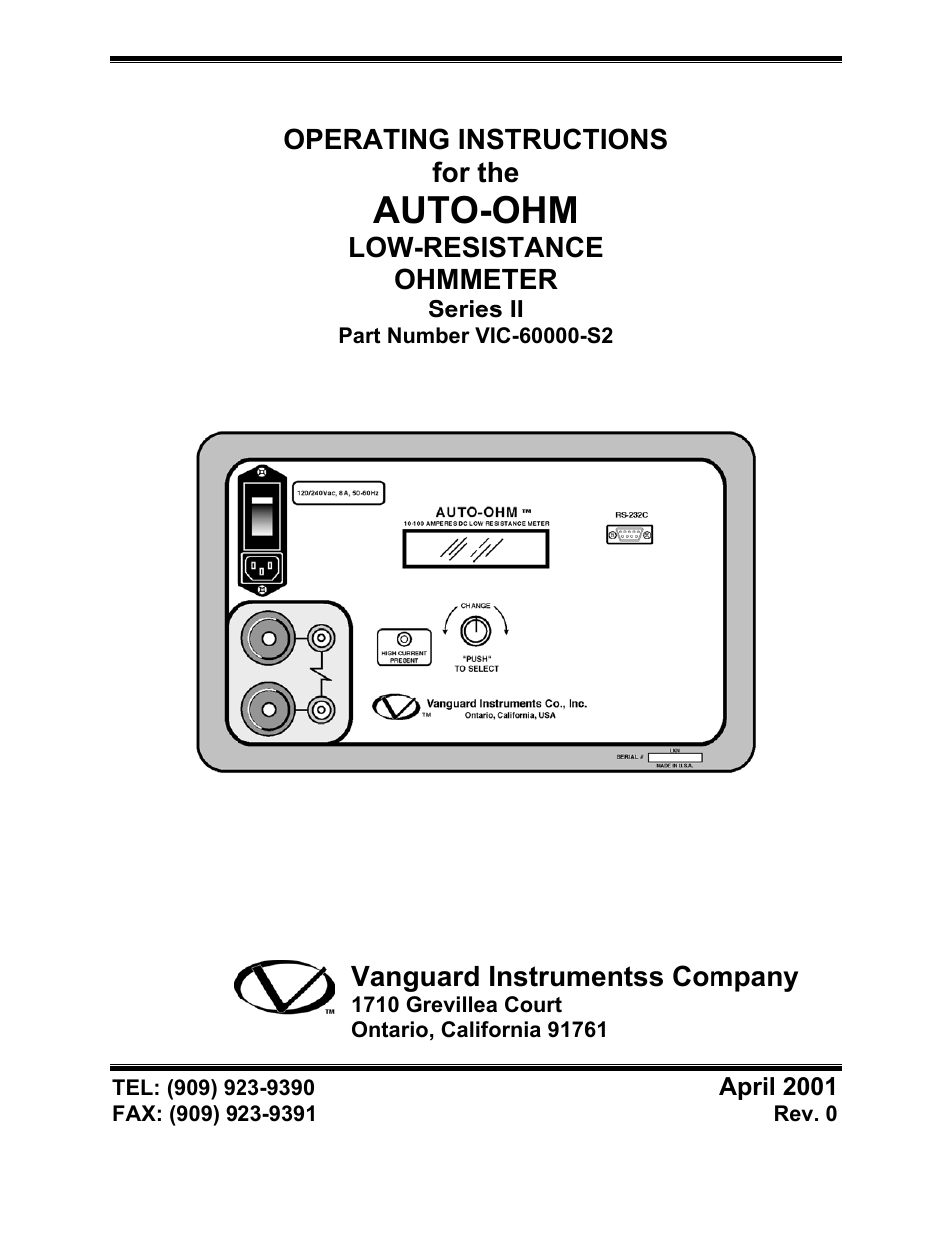 Vanguard Auto-Ohm User Manual | 22 pages
