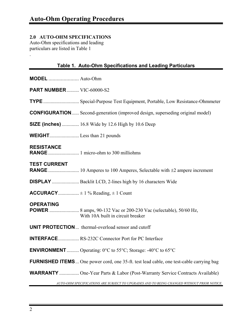Auto-ohm operating procedures | Vanguard Auto-Ohm User Manual | Page 6 / 22