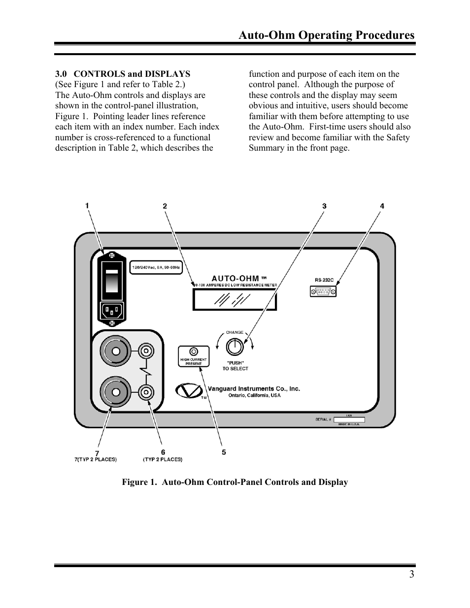 Auto-ohm operating procedures | Vanguard Auto-Ohm User Manual | Page 7 / 22