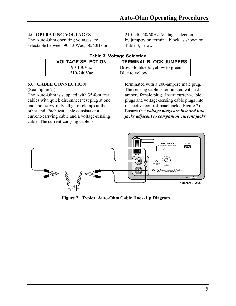 Auto-ohm operating procedures | Vanguard Auto-Ohm User Manual | Page 9 / 22