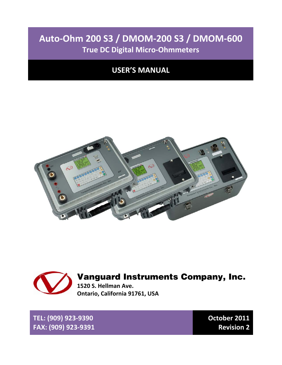 Vanguard DMOM‐600 User Manual | 66 pages
